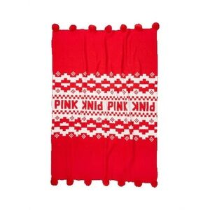 Victoria’s Secret Marshmallow Knit Pom Pom Throw Blanket 50x60